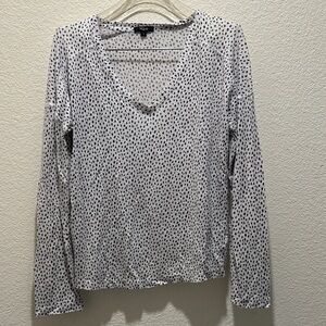 Rails White‎ and Black Dotted Long Sleeve Top